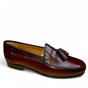 Sandro Moscoloni Leather Dress Shoes 8 Burgundy Tassel Loafers Comfort Flex